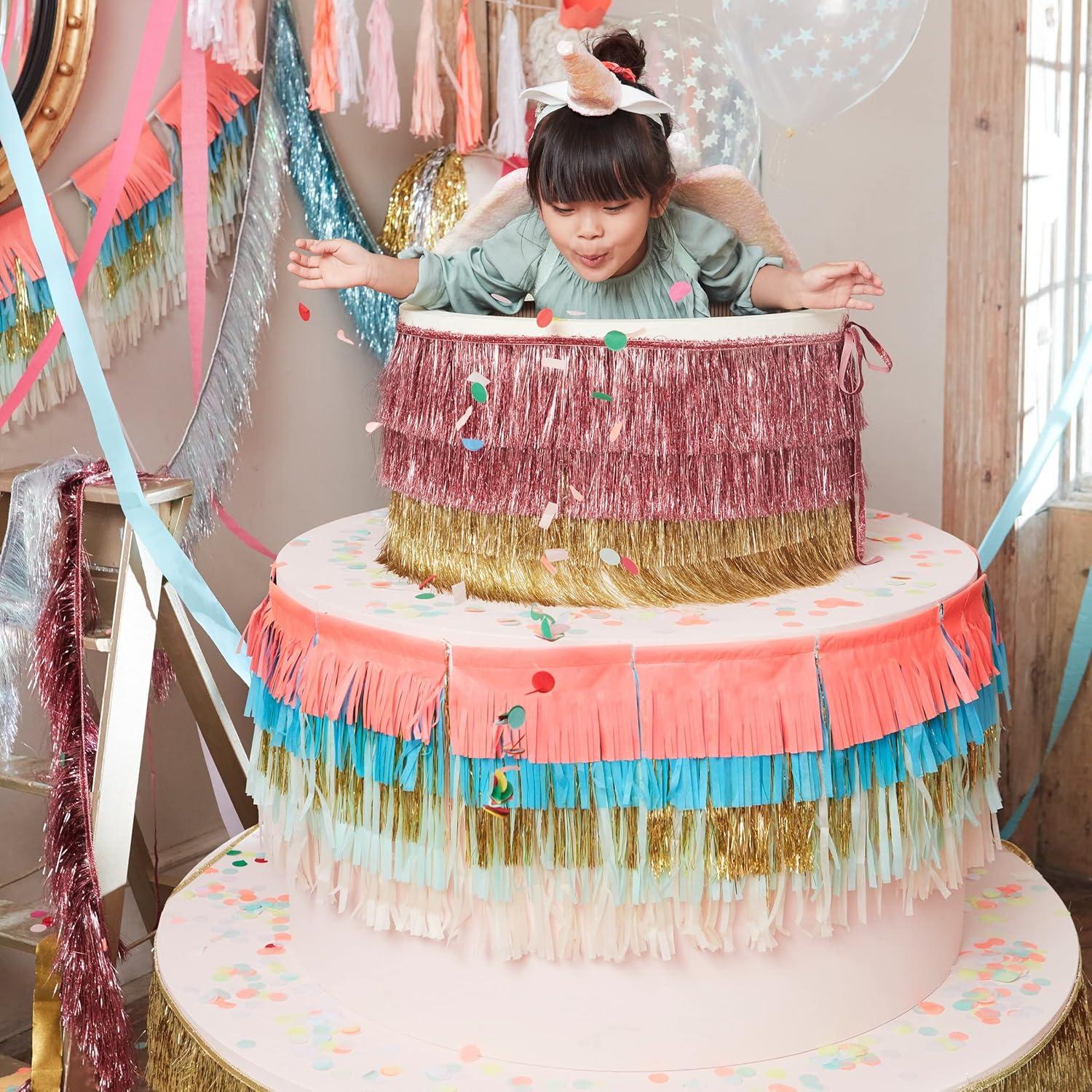 Meri Meri Gold Tinsel Fringe Garland (10' with excess cord - Pack of 1)