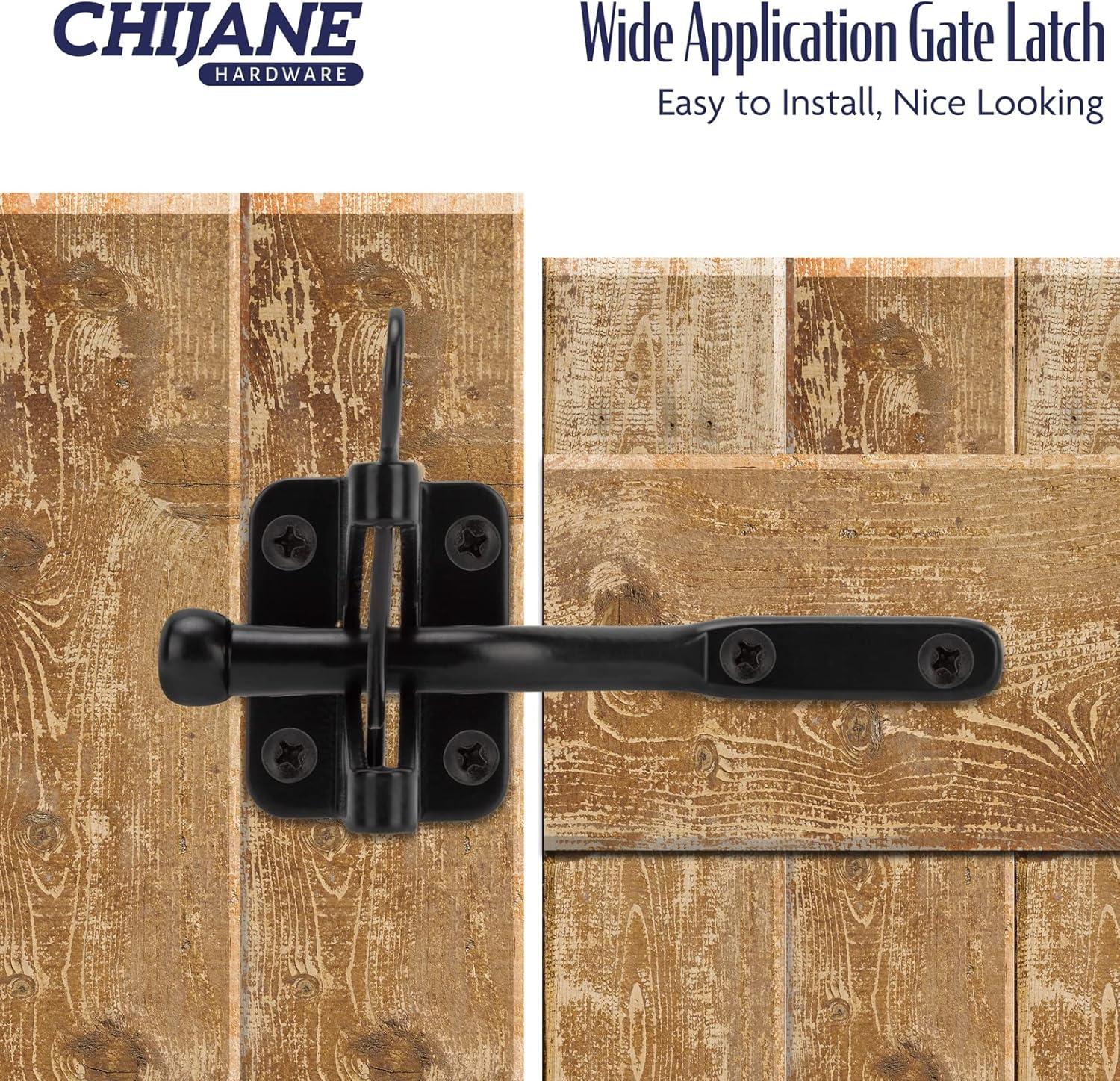 Gate Latch Automatic Gate Gravity Latch Self Locking Fence Gate Latch with Pull Cable for Wooden Fence Gates Door, Black