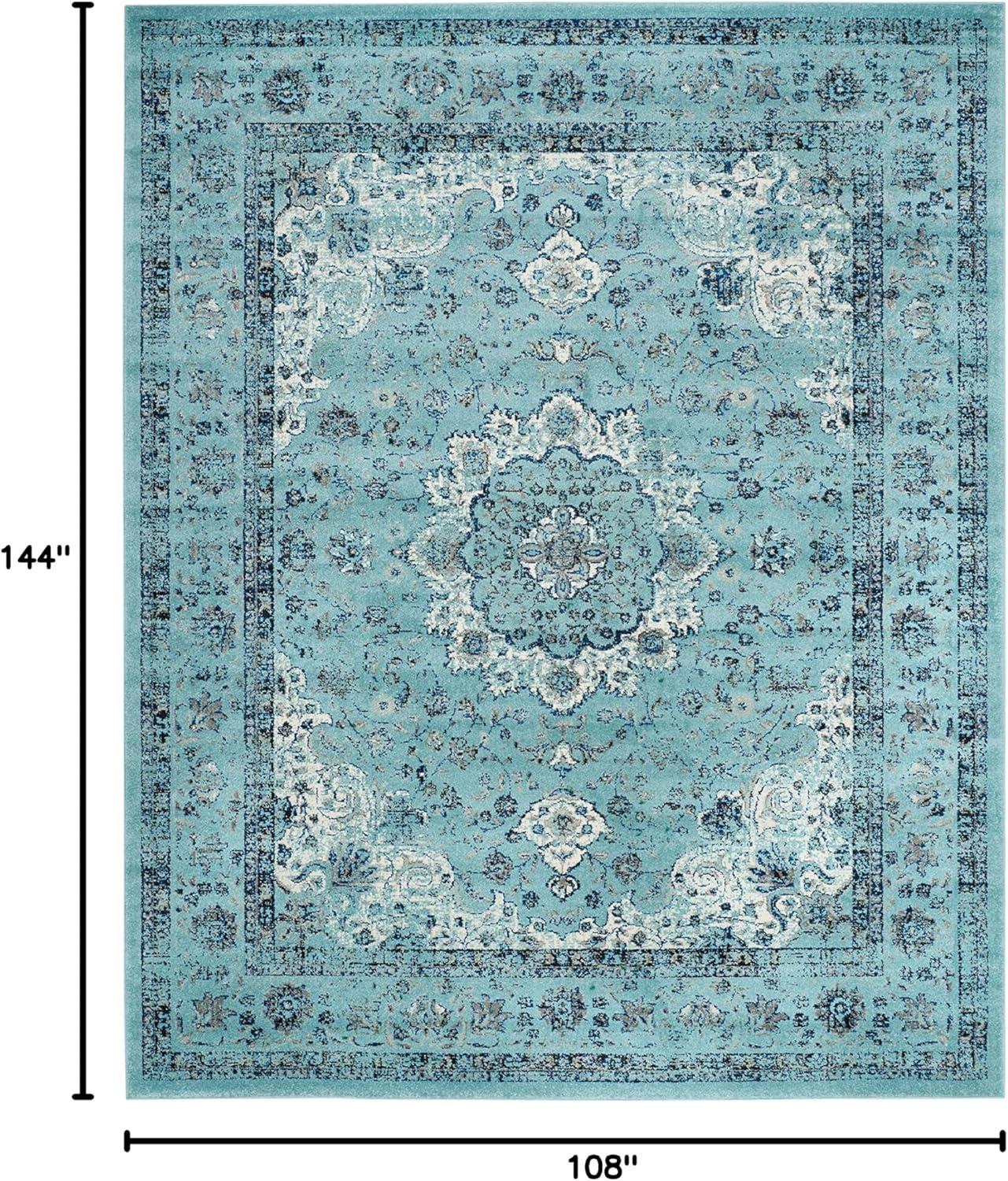 SAFAVIEH Evoke Teale Traditional Bordered Area Rug, Light Blue, 9' x 12'