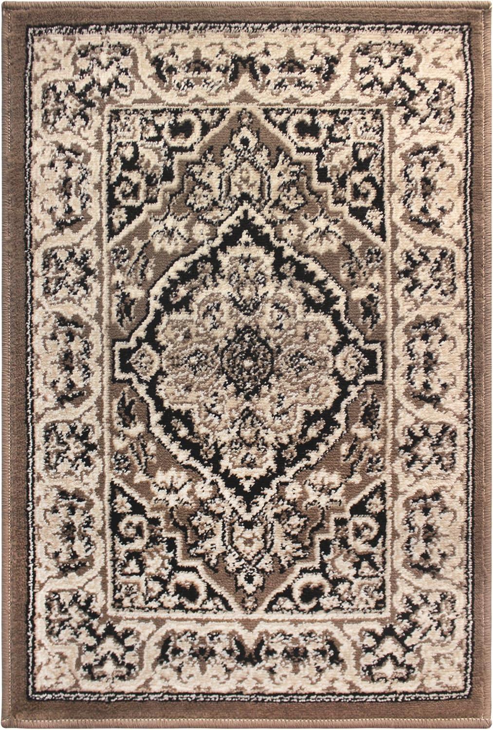 Superior Glendale Brown 2 ft. x 3 ft. Floral Medallion Polypropylene Area Rug