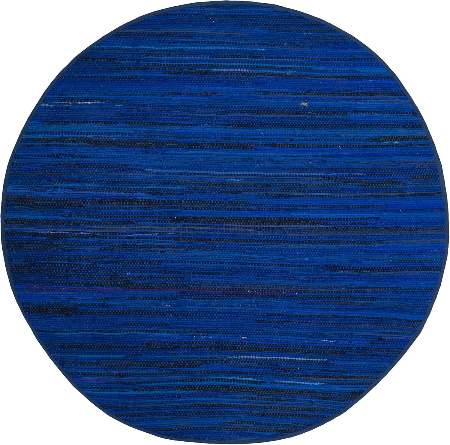 Rag Rug RAR130 Hand Woven Indoor Area Rug - Blue/Multi - 4' round - Safavieh.
