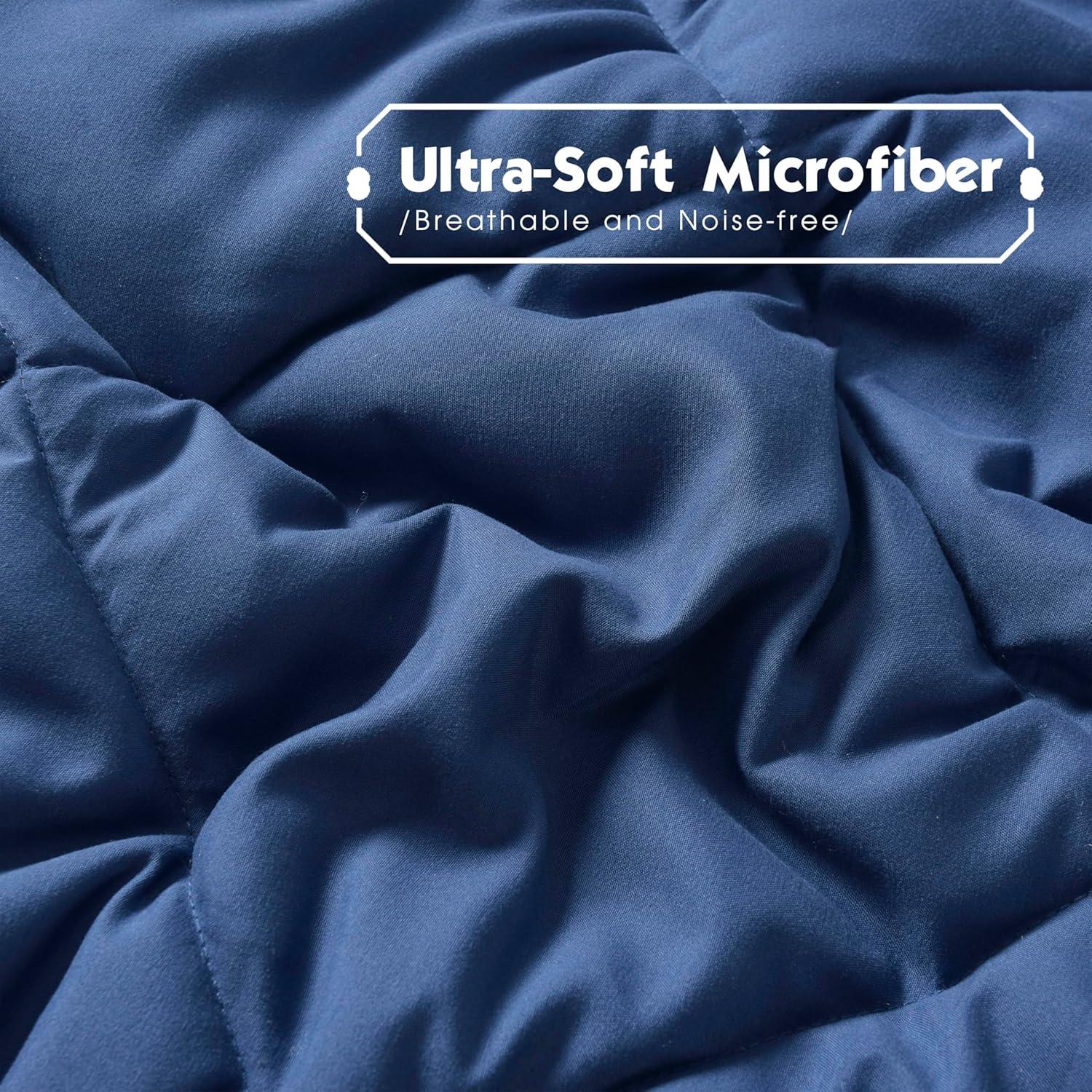 Navy and Light Gray Reversible Queen Microfiber Comforter Set