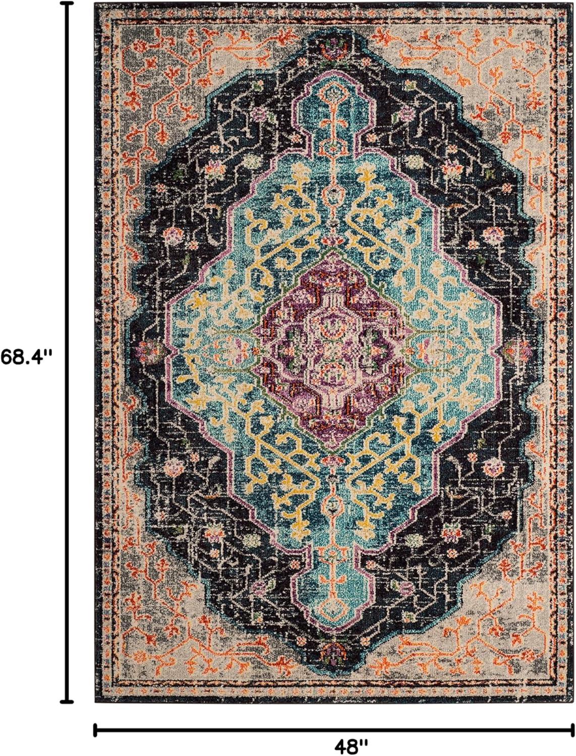 SAFAVIEH Monaco Qendro Transitional Area Rug, Black/Blue, 4' x 5'7"