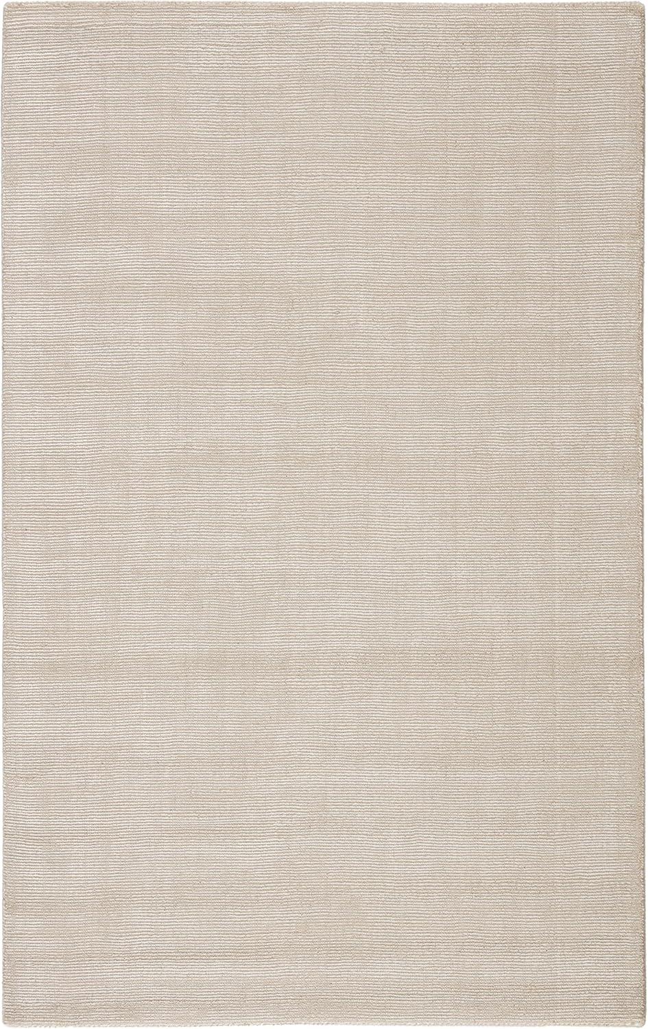 Ivory and Gray Handwoven Wool and Viscose Area Rug 5' x 8'