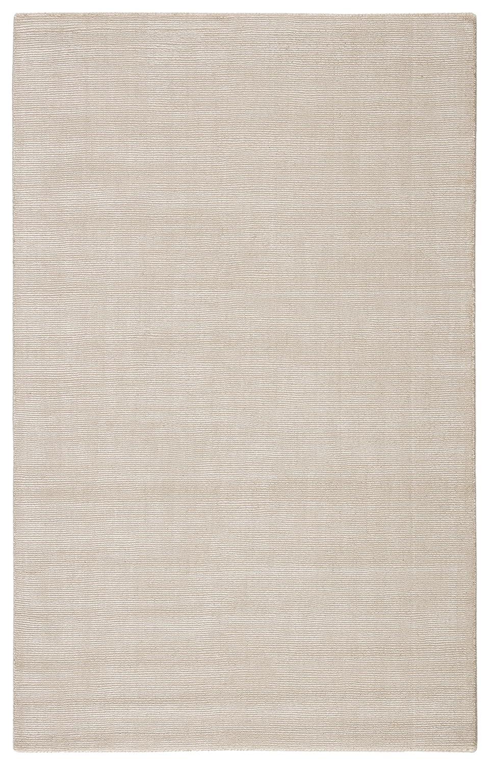 Ivory and Gray Handwoven Wool and Viscose Area Rug 5' x 8'