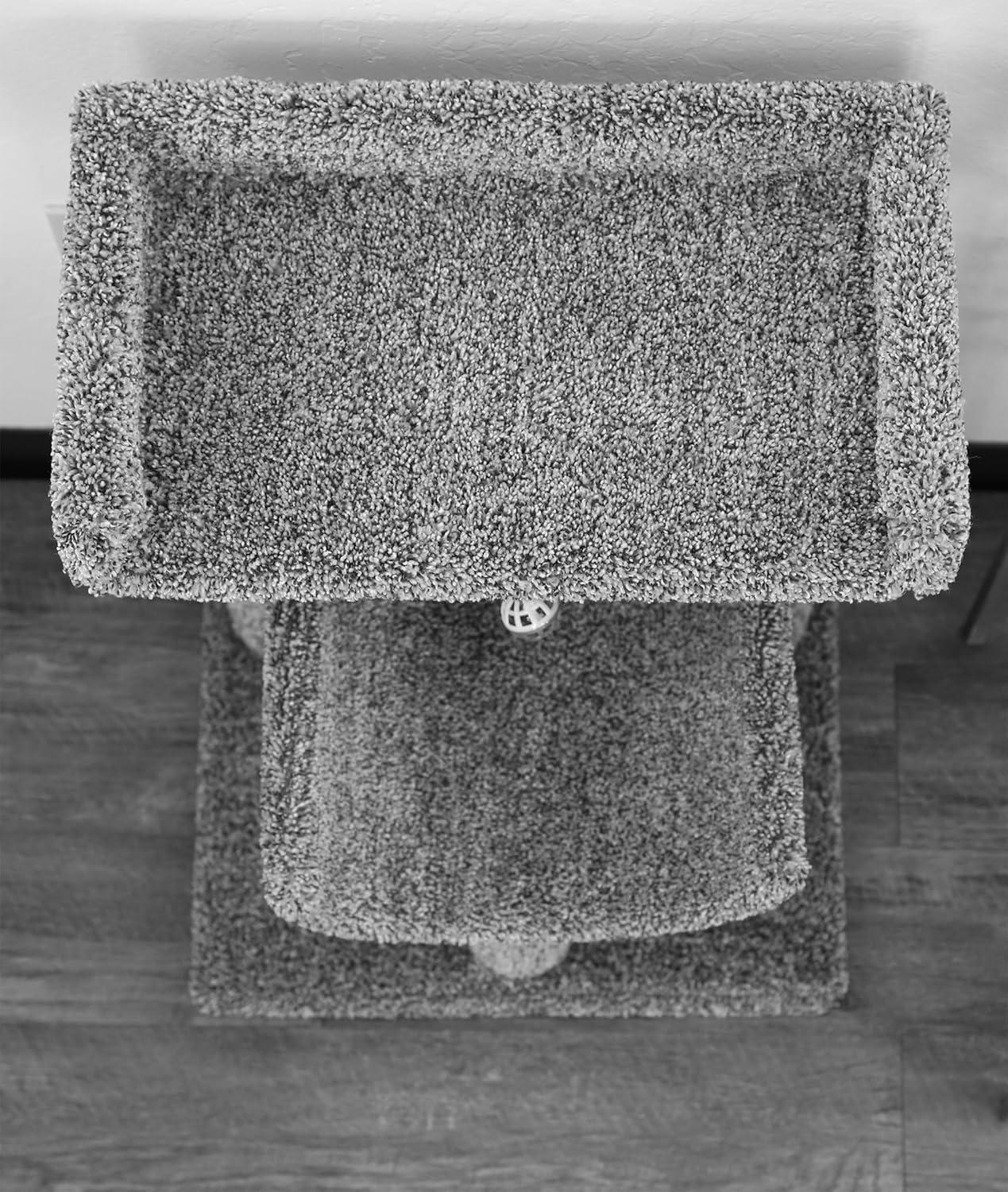 Gray Carpeted Cat Window Perch with Sisal Posts
