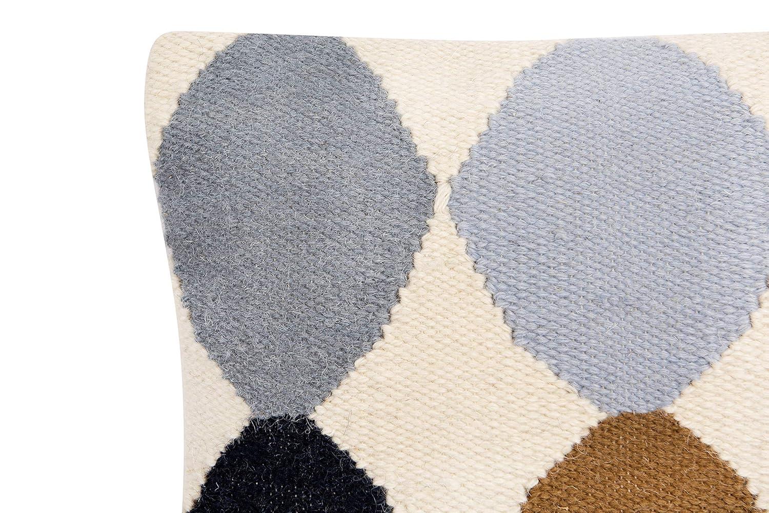 Storied Home Woven Wool Blend Pattern Lumbar Pillow, Multicolor