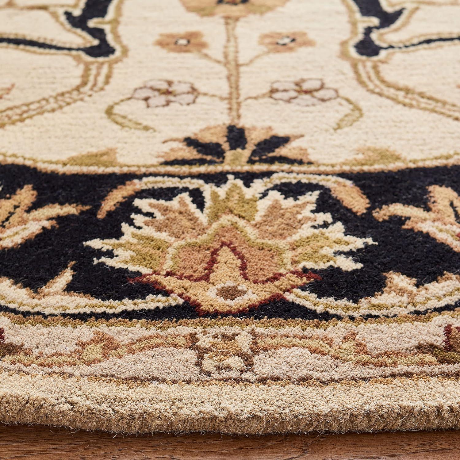 Heritage HG644 Handmade Area Rug - 6' Round - Ivory/Black - Safavieh