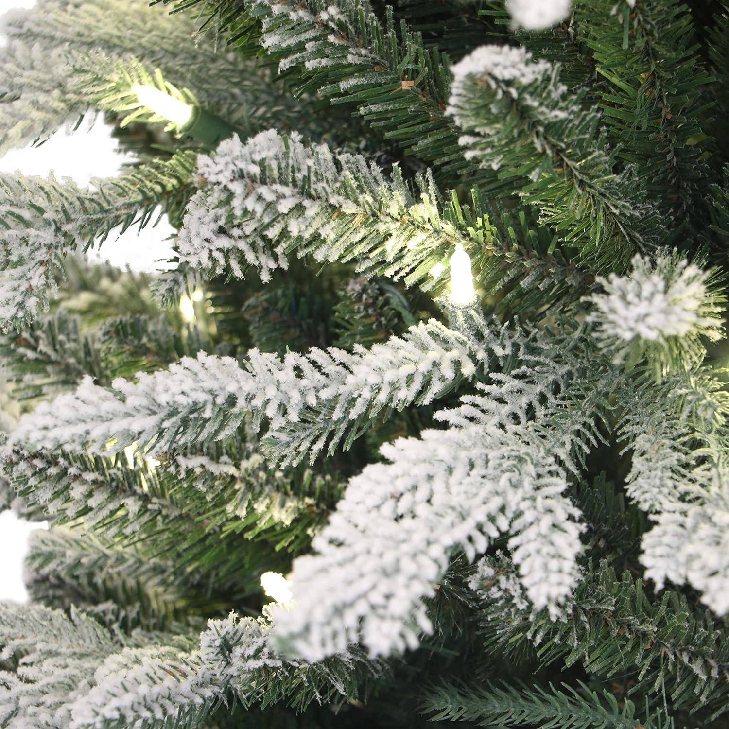 6-Foot White Flocked Fir Prelit Potted Christmas Tree