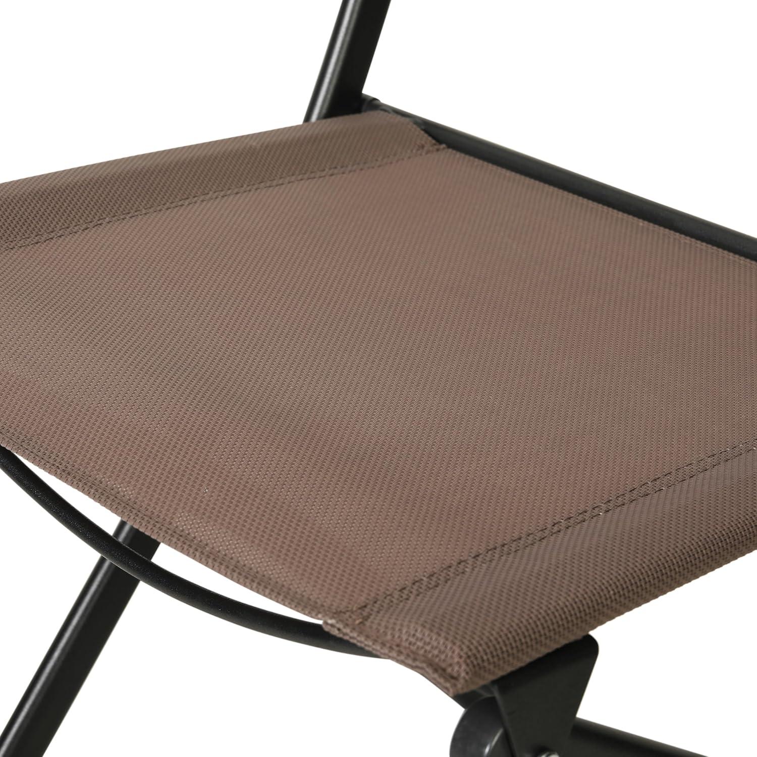 Flash Furniture Brazos Set of 4 Commercial Grade Indoor/Outdoor Folding Chairs with Brown Flex Comfort Material Backs and Seats and Black Metal Frames