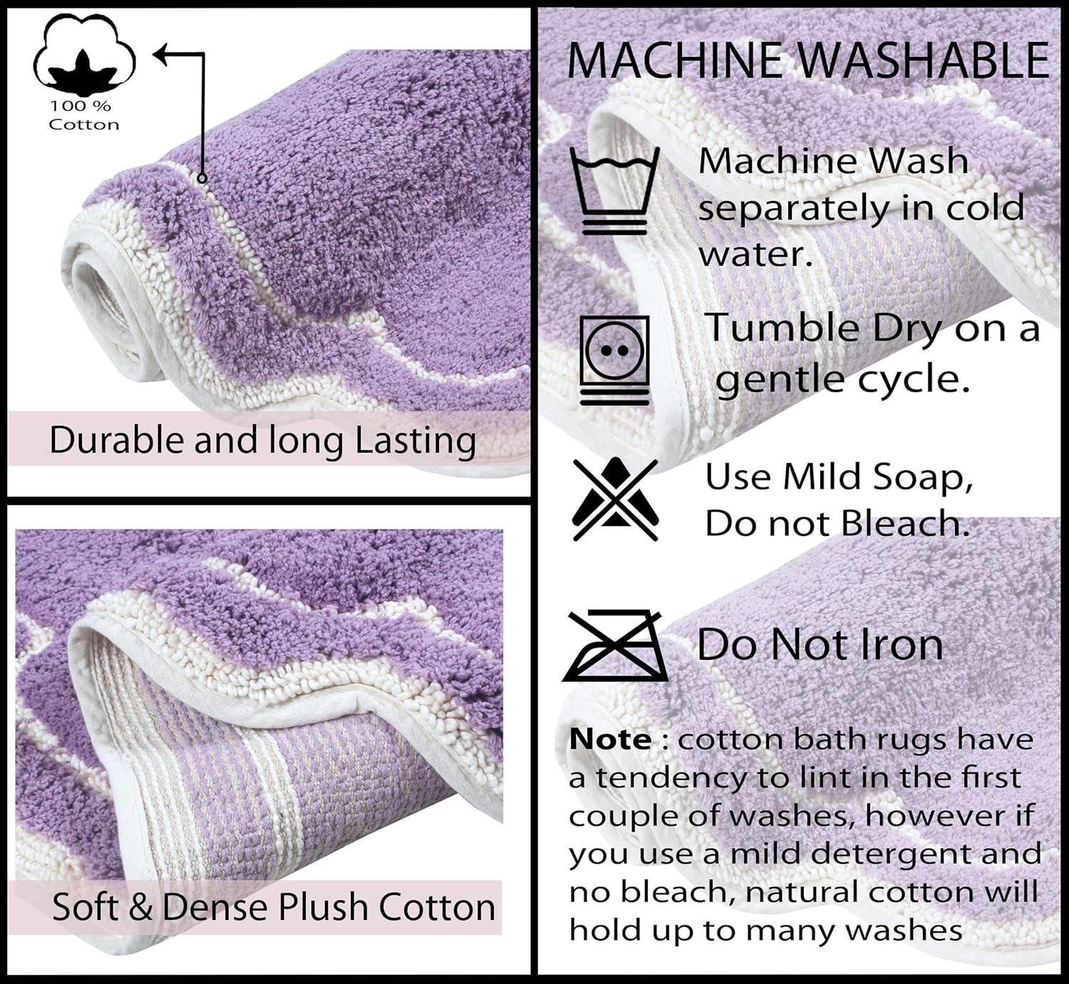 Home Weavers Allure Collection 100% Cotton Tufted Bathroom Rug, Soft and Absorbent Bath Rugs, Non-Slip Bath Carpet, Machine Wash Dry Bath Mats for Bathroom Floor, 21"x54" Runner, Purple