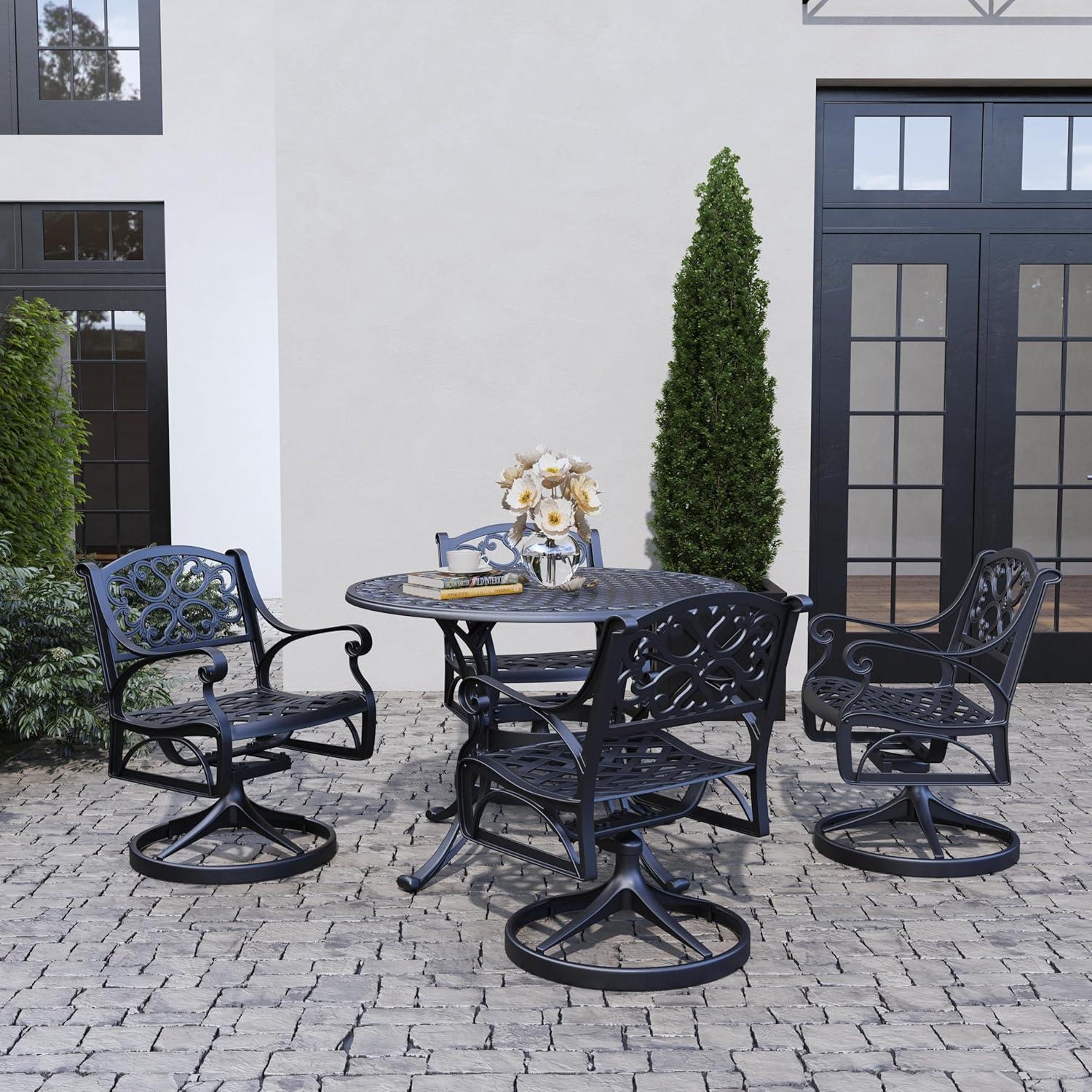 Homestyles Sanibel Aluminum Outdoor Swivel Rocking Chair in Black