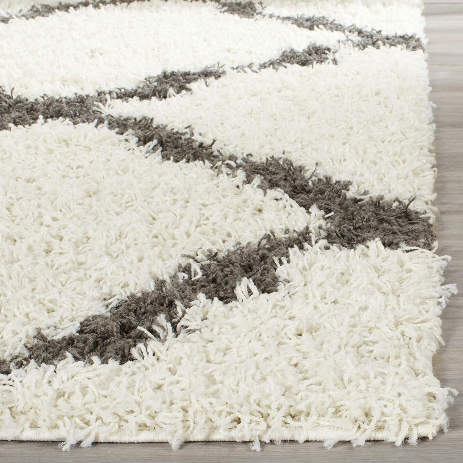 Dallas Shag SGD257 Power Loomed Indoor Area Rug - Ivory/Dark Grey - 6'x6' - Safavieh.