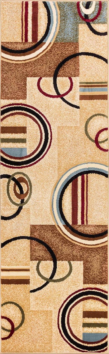 Well Woven Barclay Arcs & Shapes Modern Geometric Ivory 2'3" x 7'3" Runner Rug