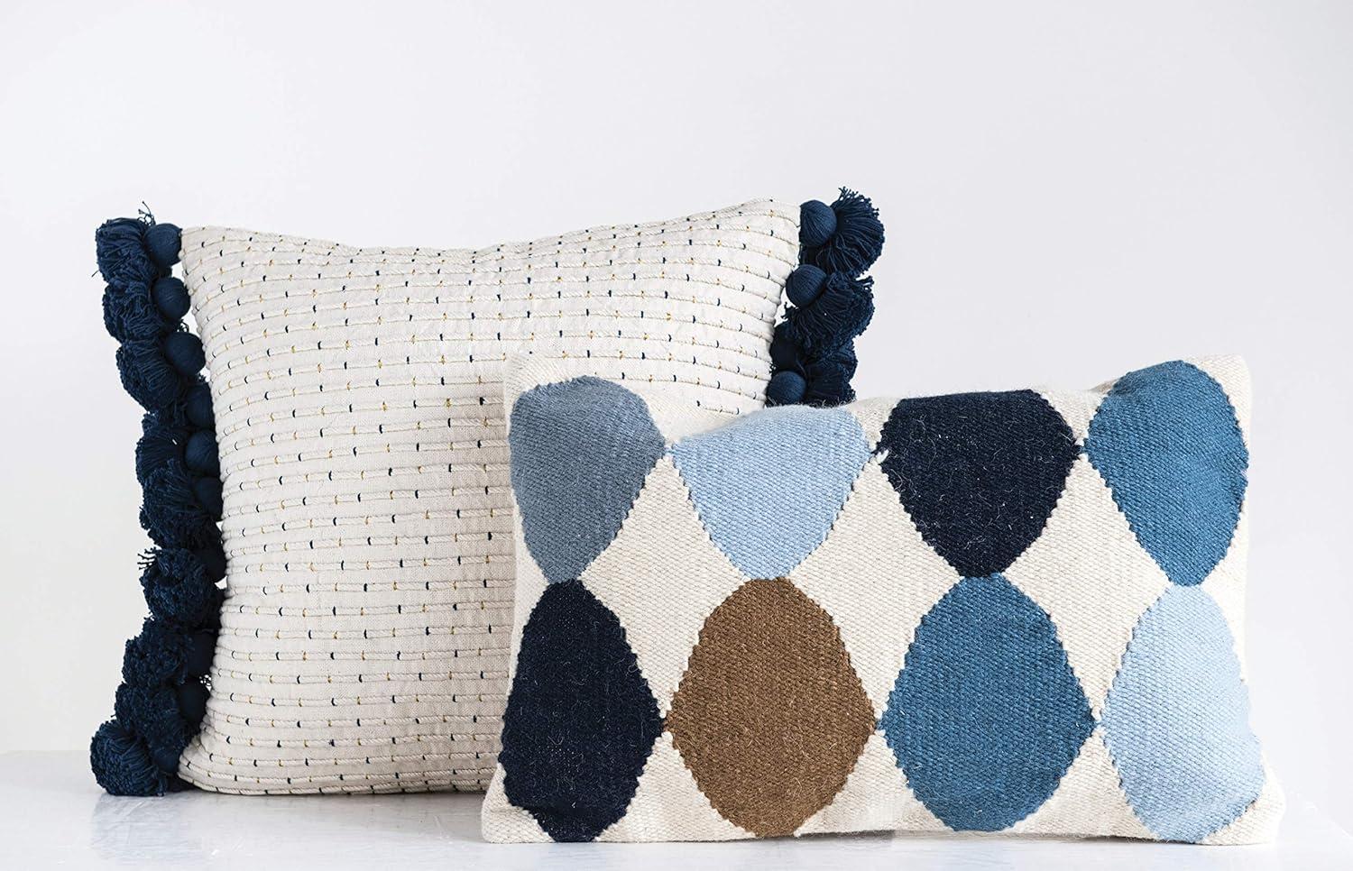 Storied Home Woven Wool Blend Pattern Lumbar Pillow, Multicolor