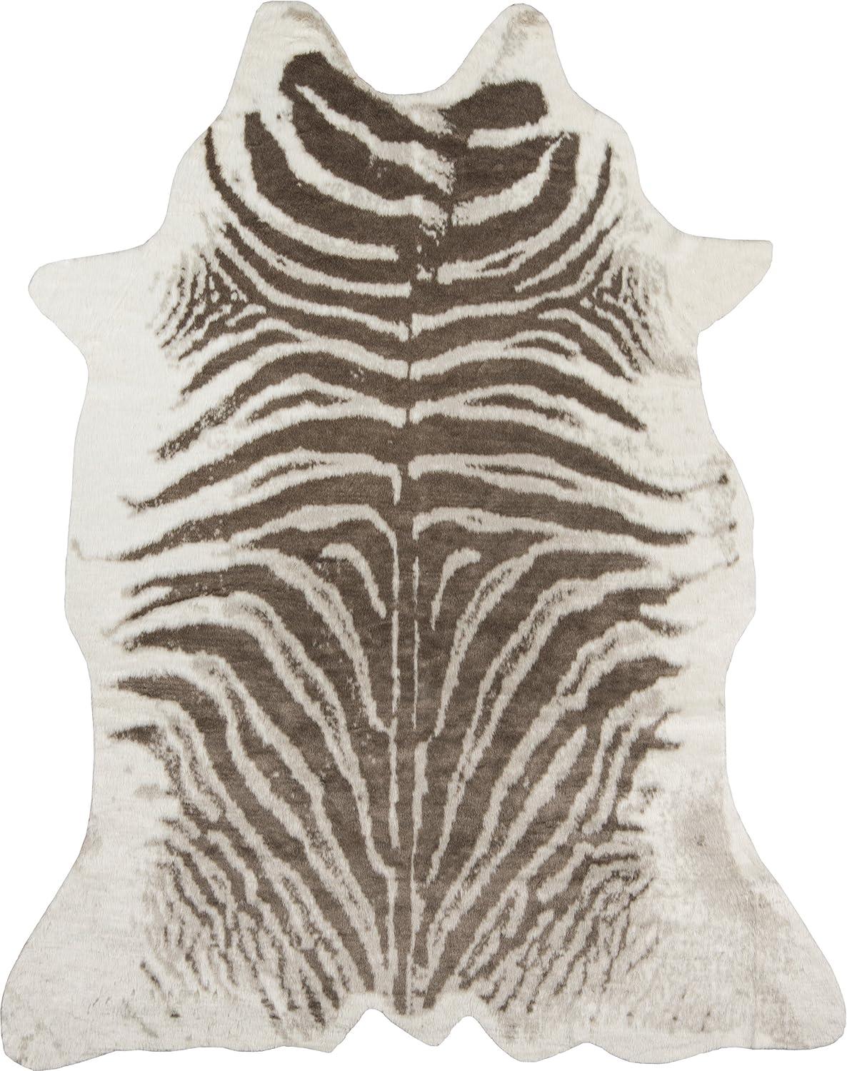 5'3"X7'10" Zebra Loomed Novelty Area Rug Gray - Erin Gates By Momeni: Luxury Animal Print, Indoor Low Pile Rug