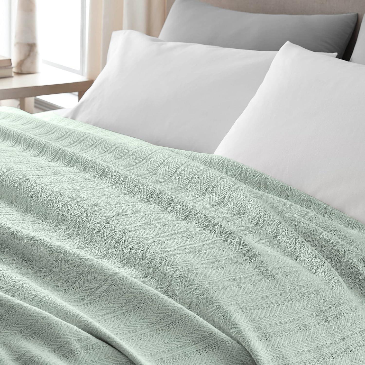 Vellux Vellux 100% Cotton Blanket - Soft, Breathable, Cozy & Lightweight Thermal Blanket  All-Season Blanket Perfect for Layering Bed, Couch & Sofa - Hotel Quality