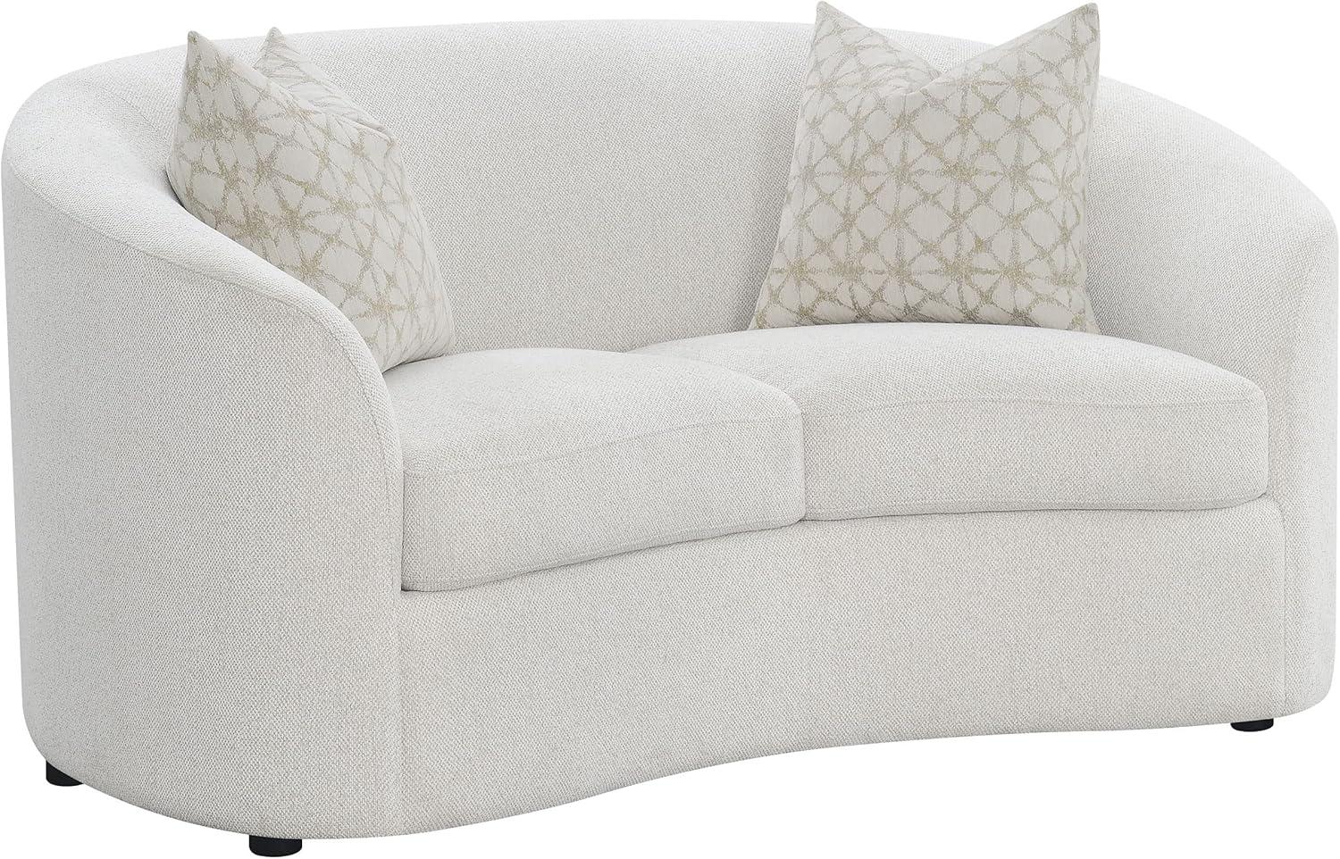 Coaster Company 2 Piece Mid Century Boucle Sofa And Loveseat Set Latte