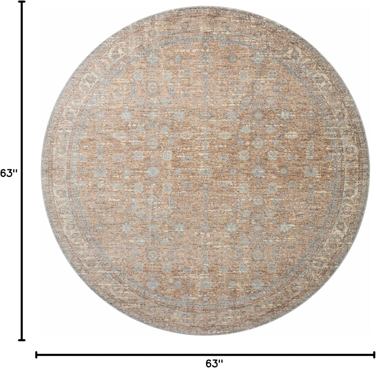 Angela Rose Traditional Sand/Sky 5'3" Round Synthetic Area Rug