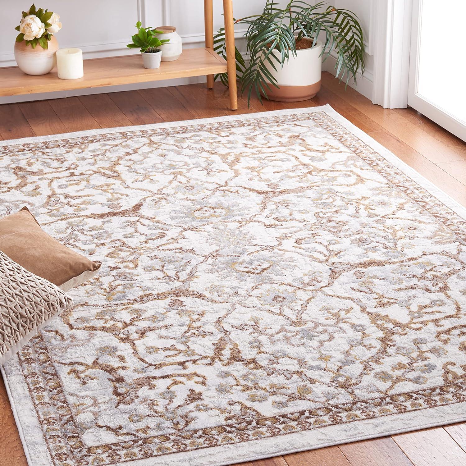 Palma PAM336 Power Loomed Indoor Area Rug - 5'3"x5'3" - Beige/Brown - Safavieh