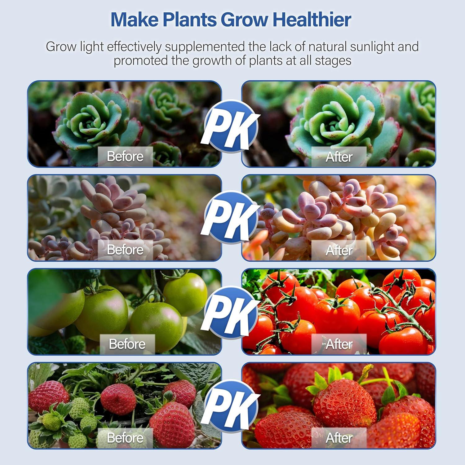 iPower LED Grow Lights with Full Spectrum Plant Growing Lamp for Indoor Plant, 3 Modes Timing Function, 1 Tubes, White