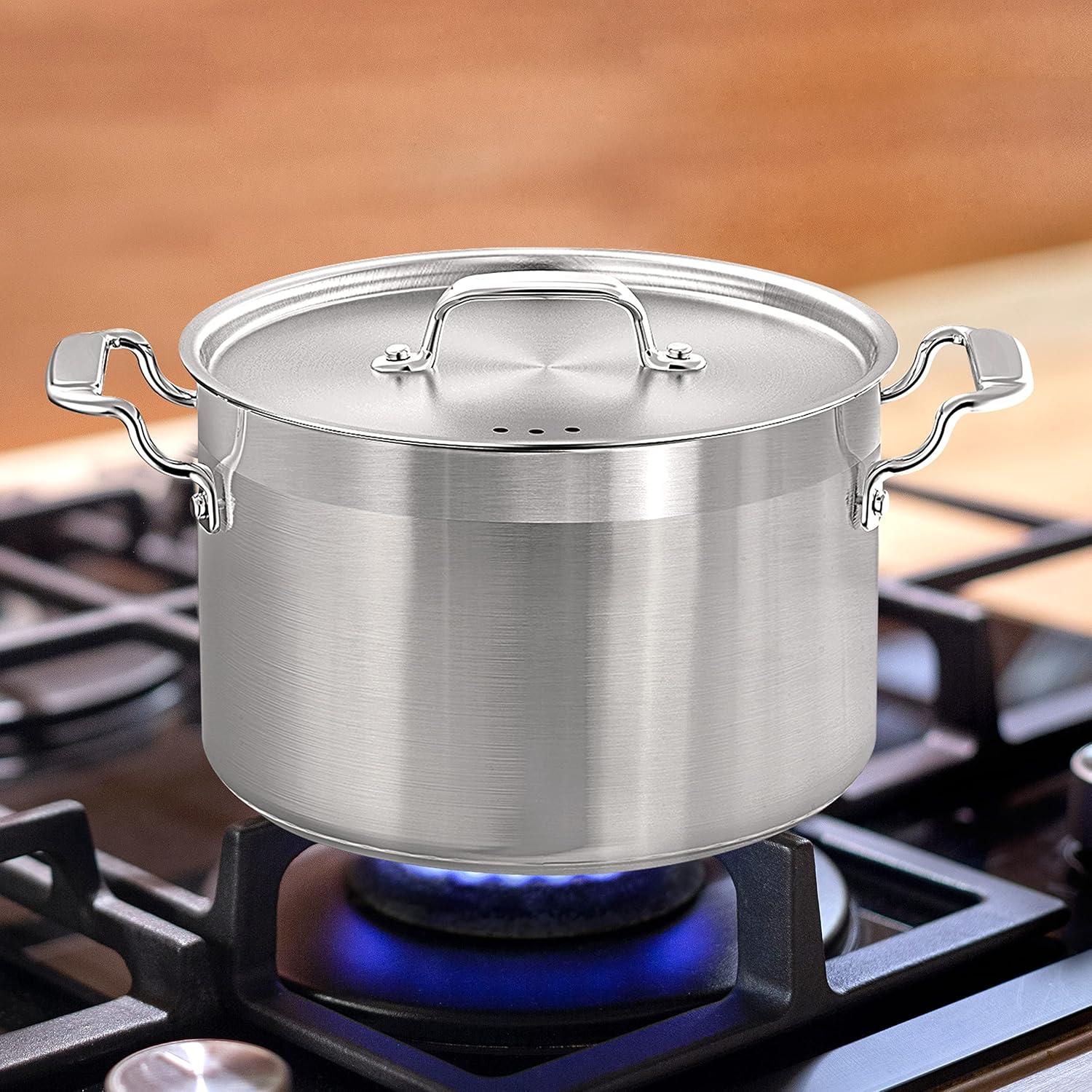 NutriChef 5-Quart Stainless Steel Stockpot - 18/8 Food Grade Heavy Duty Large Stock Pot for Stew, Simmering, Soup, Includes Lid