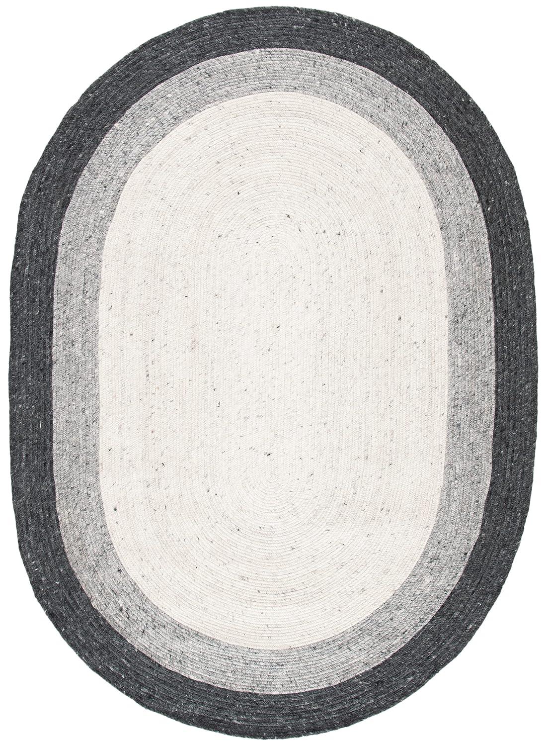 Braided BRD903 Hand Woven Indoor Area Rug - Grey/Ivory - 8'x10' Oval - Safavieh