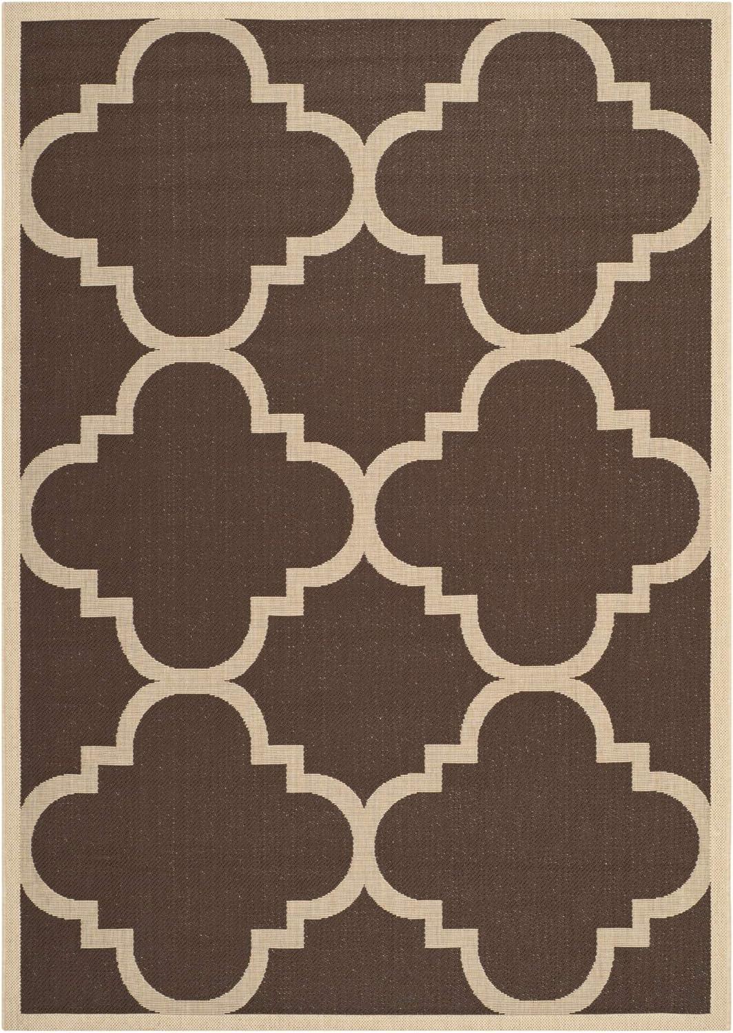 Reversible Easy-Care Black Synthetic 5' x 7' Outdoor Rug