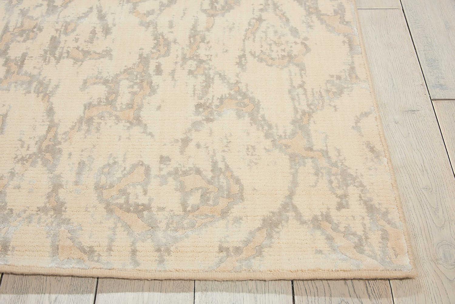 Bone and Gray Wool Viscose Rectangular Area Rug 3'6" x 5'6"