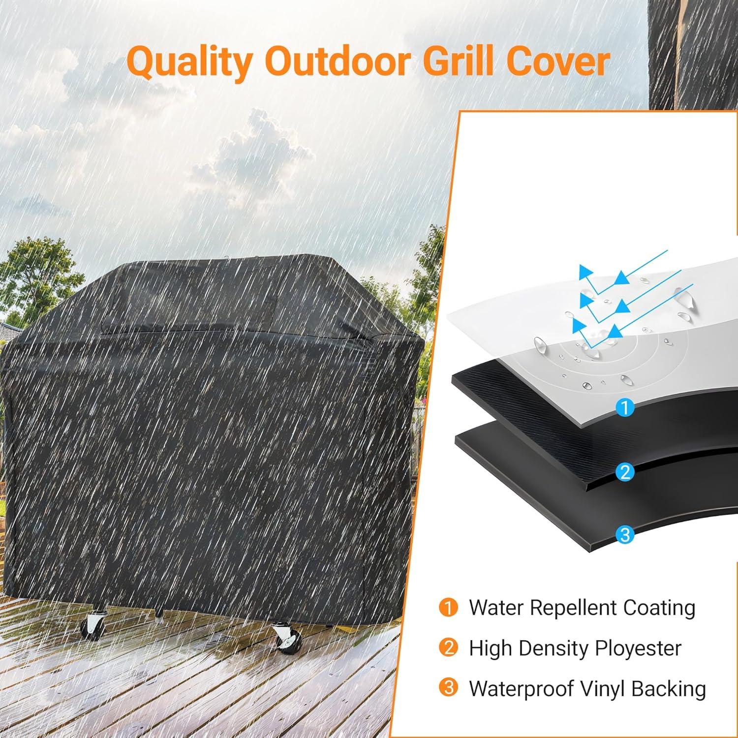 3-Burners Propane Gas Grill Outdoor with Side Burner & Thermometer, Stainless Steel Propane Grill for Outdoor BBQ and Camping, Patio Backyard Barbecue, 33950 BTU Output