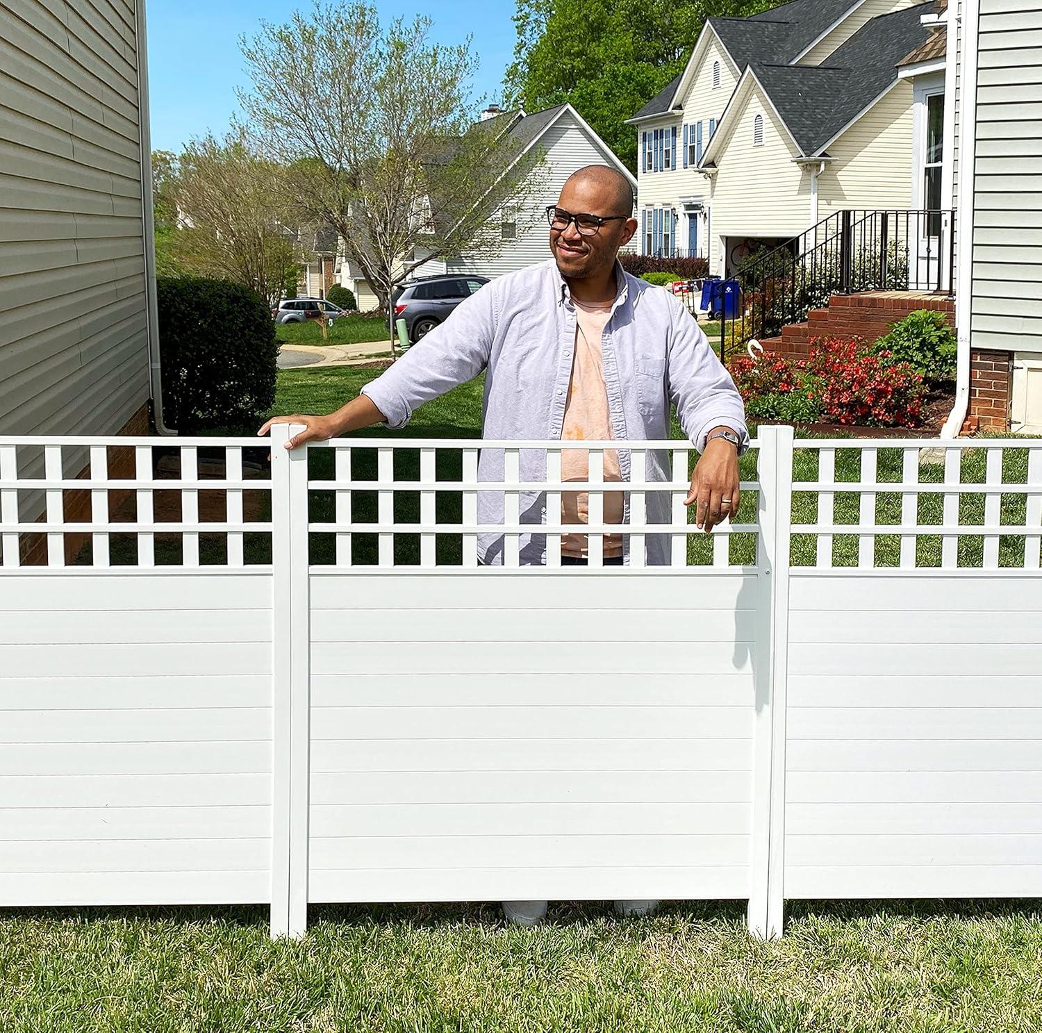 44in H x 42in W (2 Panels) No Dig Zippity Keswick Privacy Fence and Screen Kit, White Vinyl Privacy Fence, Outdoor Privacy Screen Panels for Yard, Trash Can Enclosure, Air Conditioner Fence ZP19060