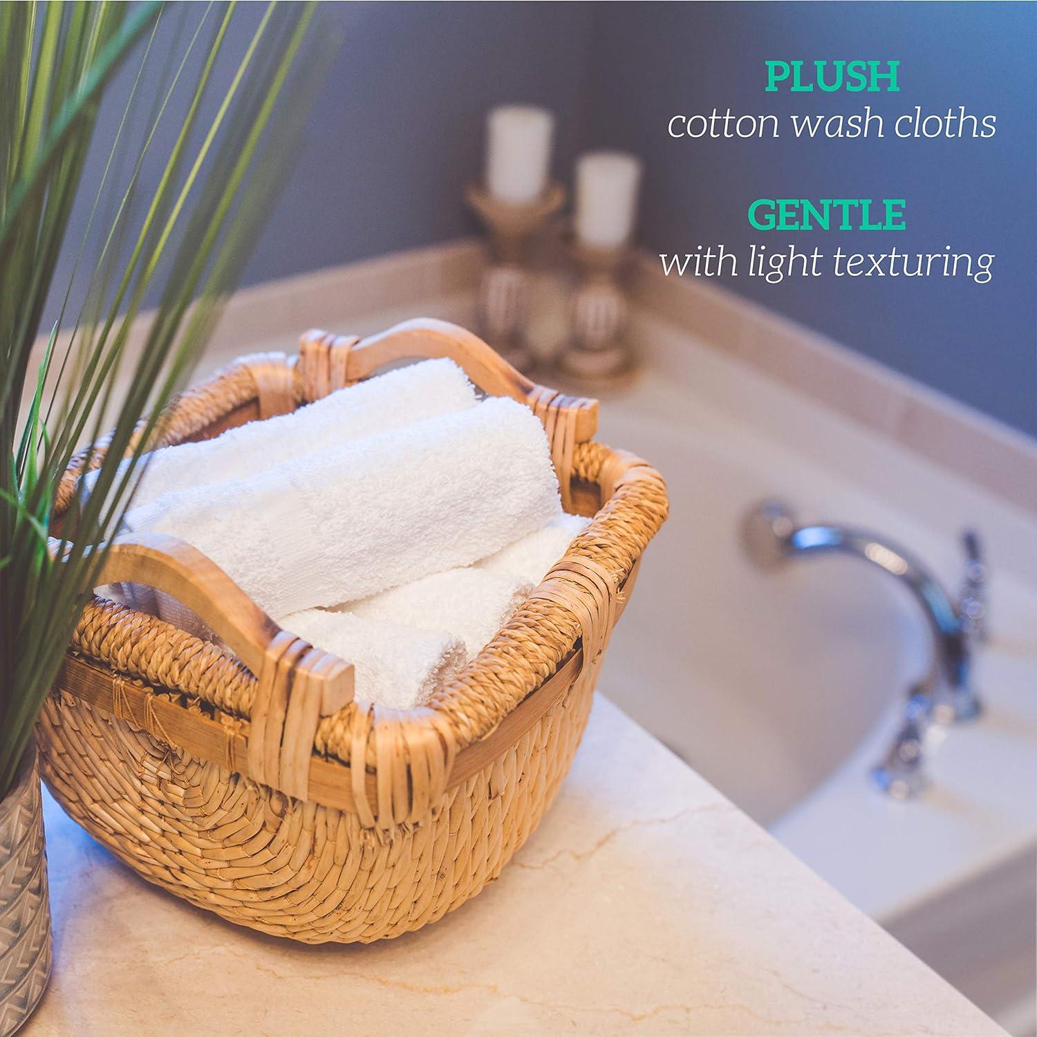 GREEN LIFESTYLE Bulk Washcloths 12x12 50 Pack - Face Towel, Wash Clothes for Body and Face - 100% Pure Cotton Wash Cloths for Your Body (White)