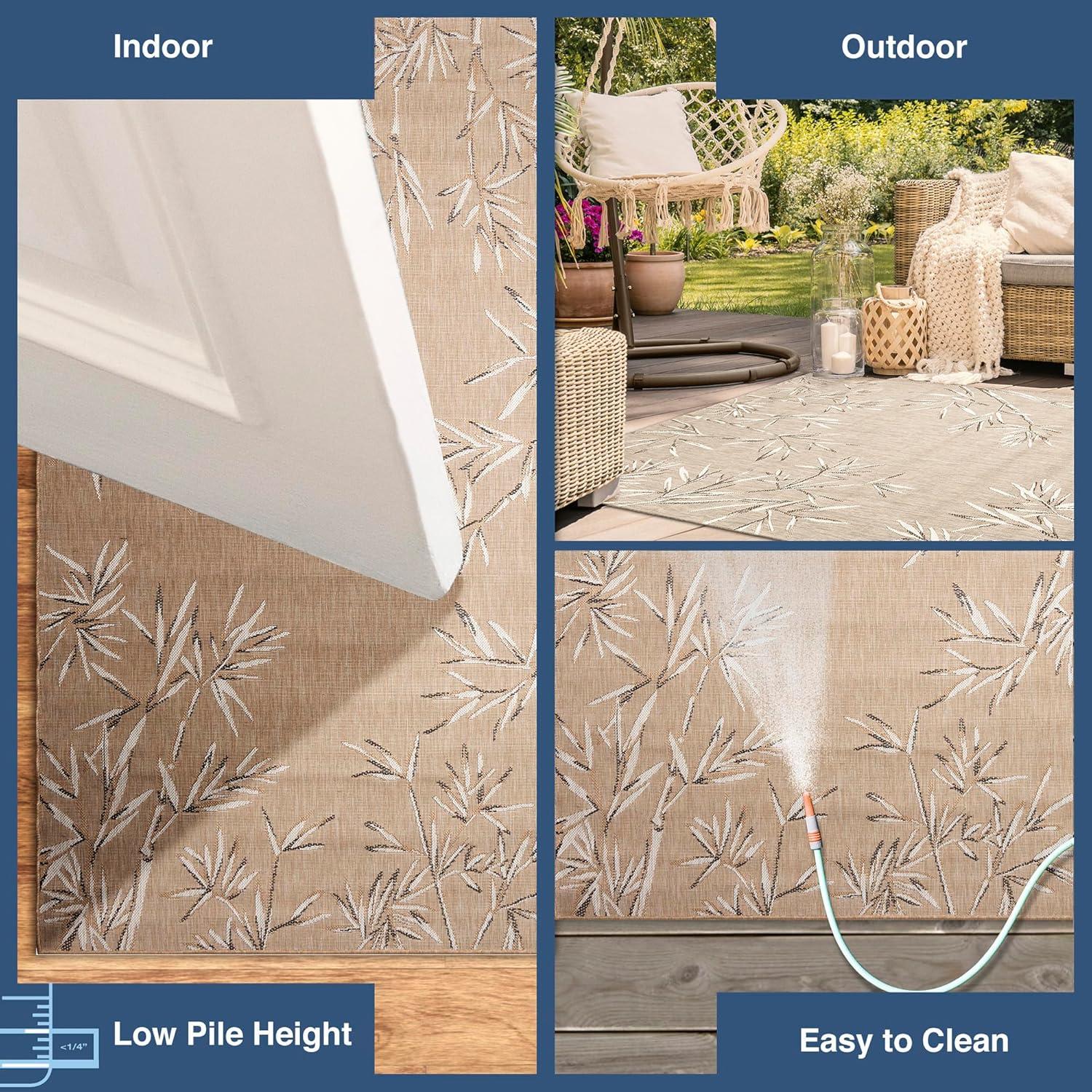 Liora Manne Carmel Bamboo Border Indoor/Outdoor Rug Sand 6'6" x 9'4"