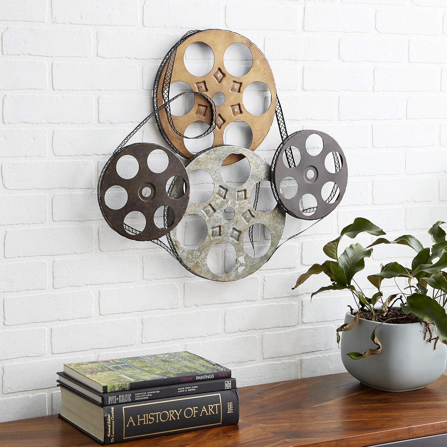 Williston Forge Metal Vintage Movie Reel Film Home Multi Colored Wall Decor