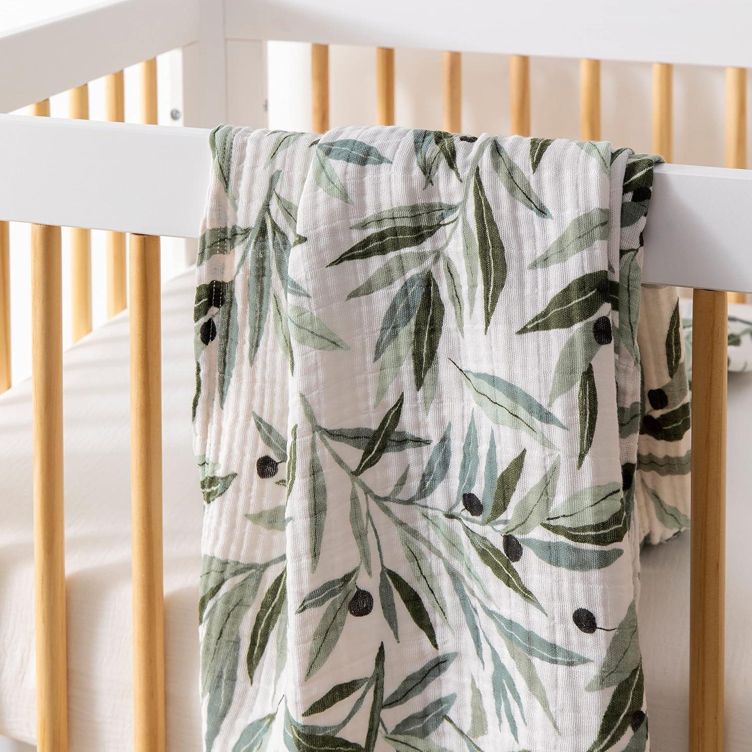 Standard Green and White Floral Cotton Blanket