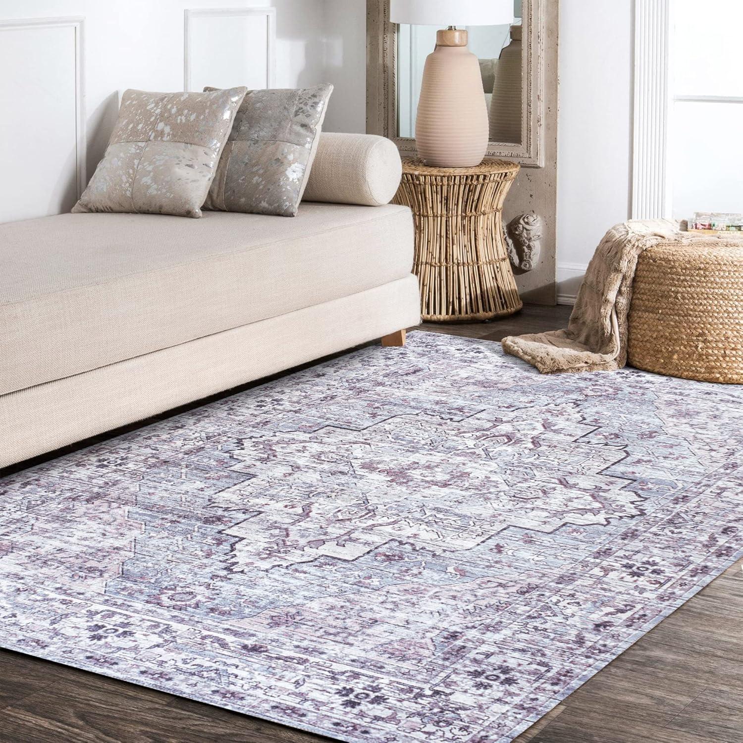 Didim Boho Gray Medallion Washable Area Rug - JONATHAN Y