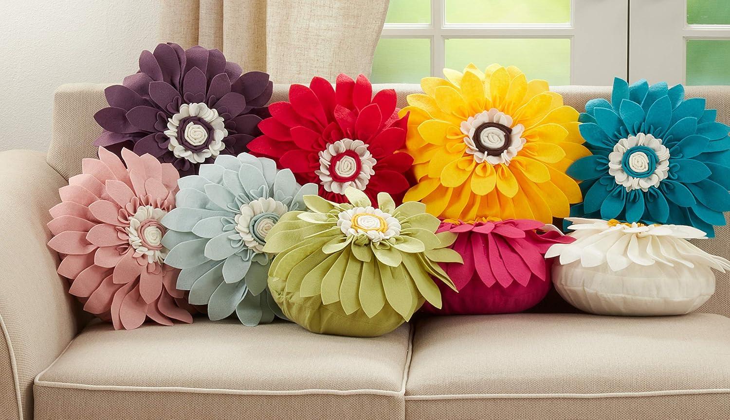 Saro Fleur De Jardin Collection Appliqued Throw Pillow