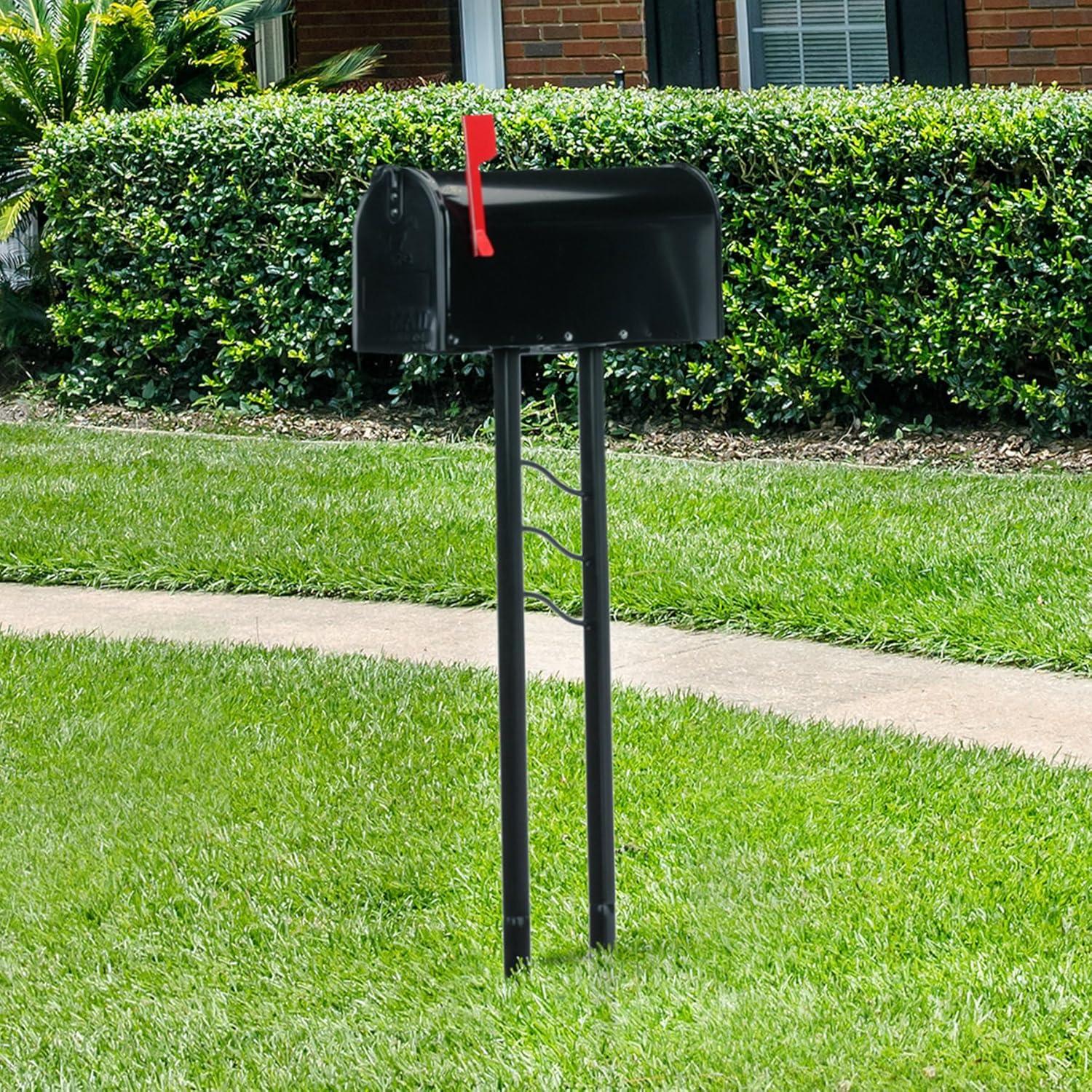 Mailbox-To-Go Classic Galvanized Steel Post Mount Mailbox, Black