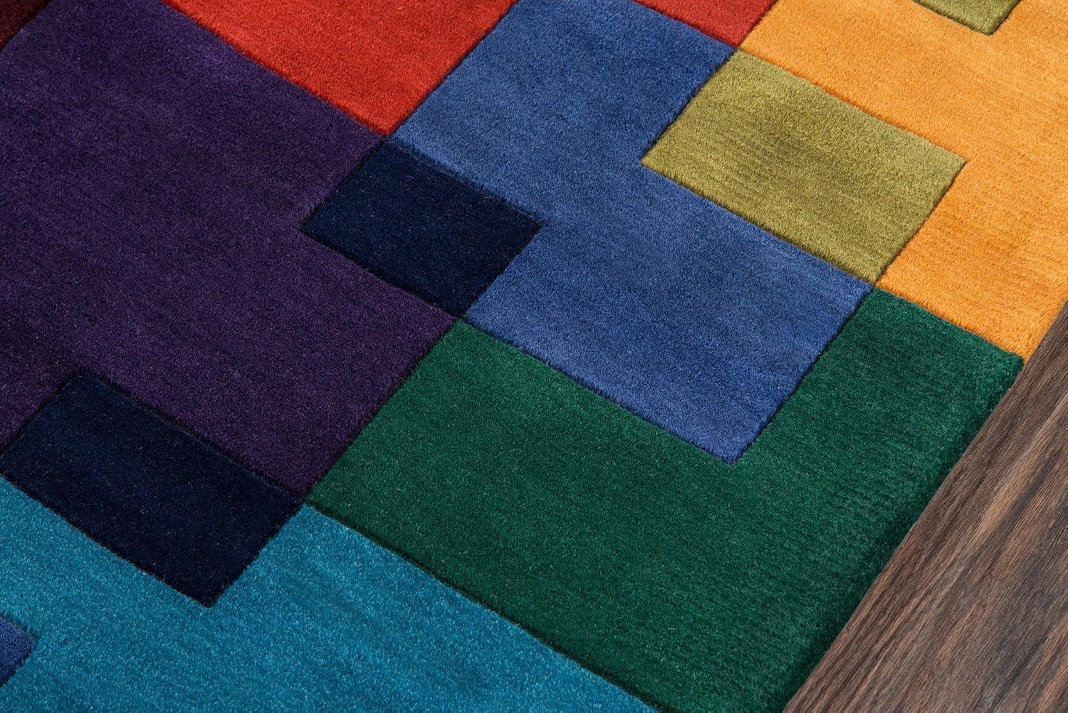 Handmade Multicolor Wool Geometric 4' x 6' Area Rug