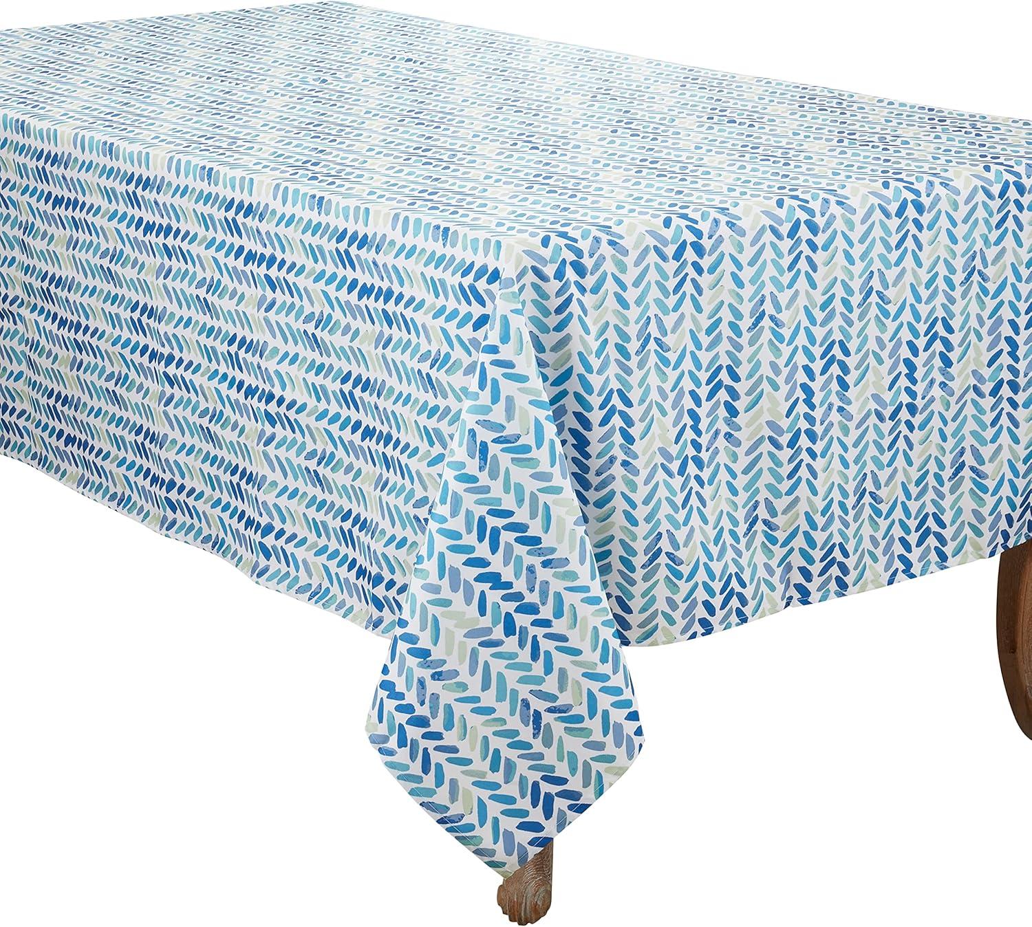 Saro Lifestyle Watercolor Tablecloth With Chevron Design