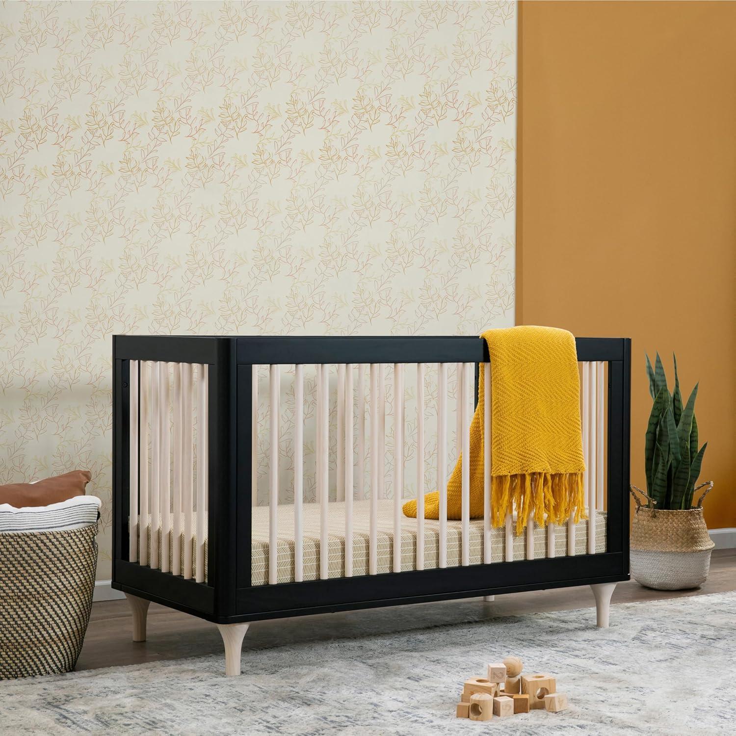 Babyletto Lolly Canyon Pink & Washed Natural Wood 3-in-1 Convertible Baby Crib with Toddler Bed Conversion Kit