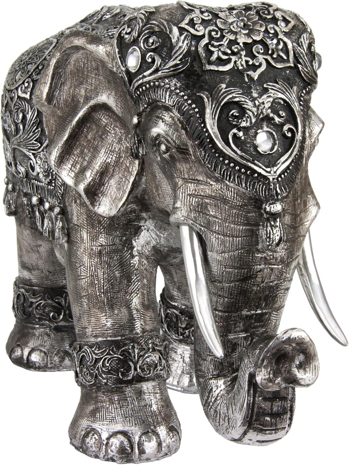 Oriental Furniture 20" Auspicious Elephant Statue, Figurine, Statue, animal, Indian, Asian, Decorative item