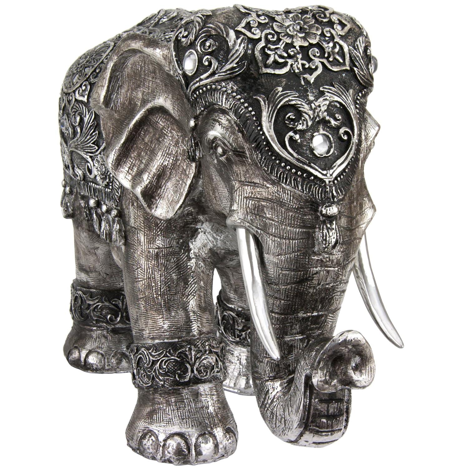 Oriental Furniture 20" Auspicious Elephant Statue, Figurine, Statue, animal, Indian, Asian, Decorative item