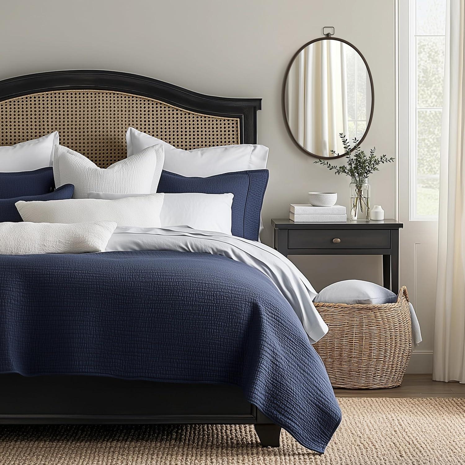 Barnyard Designs Round Metal Framed Wall Mirror for Bathroom Vanity, Bedroom, Circle Desk Mirror (24", Iron Metal Grey)