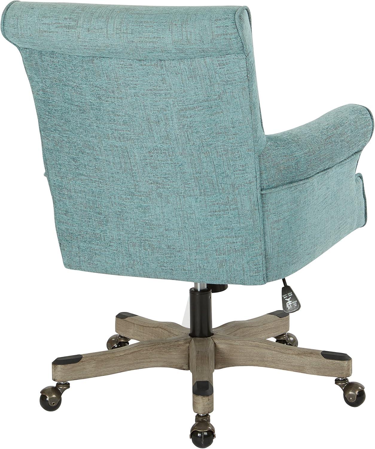 Megan Office Chair in Turquoise Fabric with Grey Wash Wood