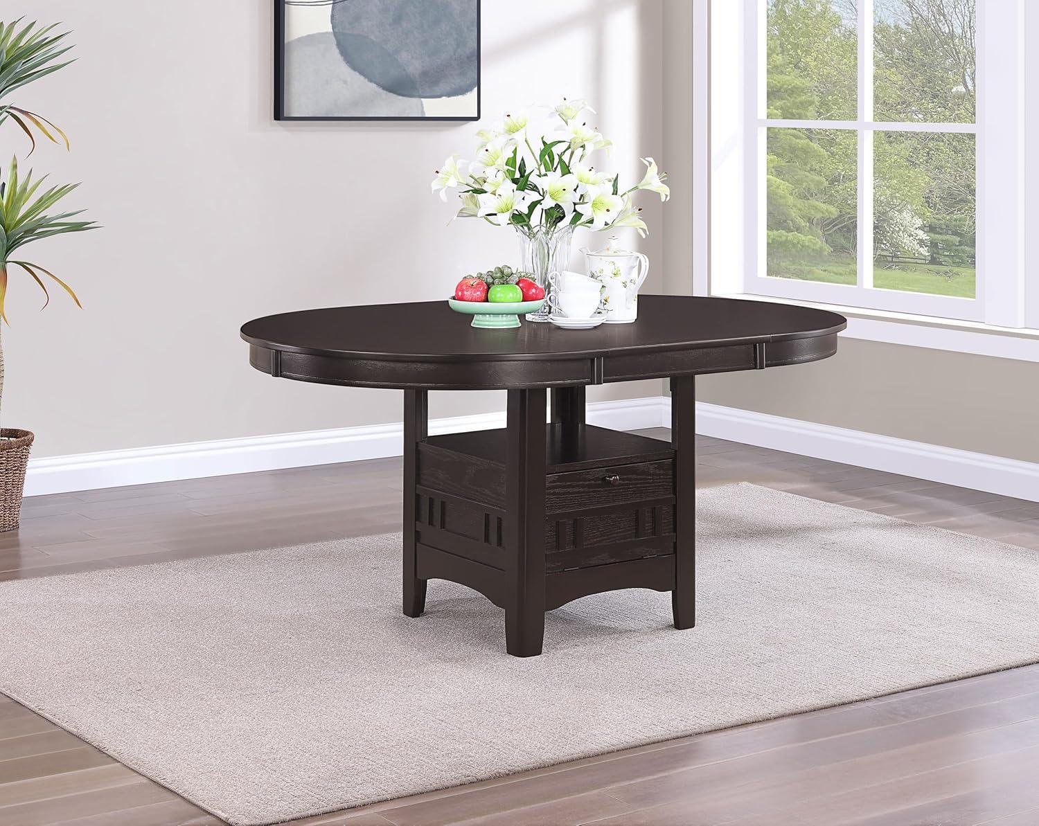 Coaster Lavon Extendable Storage Wood Dining Table in Espresso