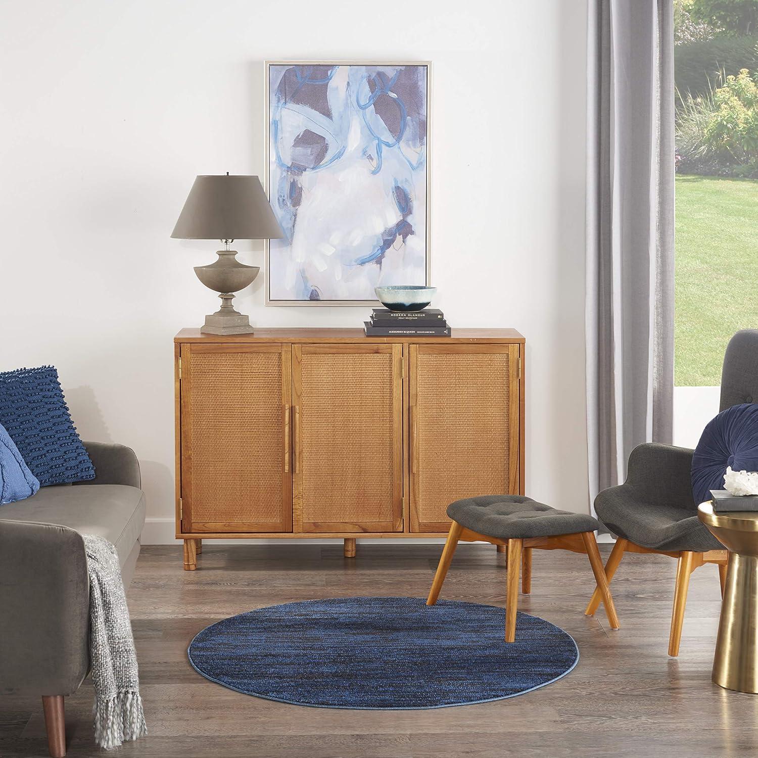 Nourison Nourison Essentials NRE01 Indoor/outdoor Area Rug - Midnight Blue 4' x round