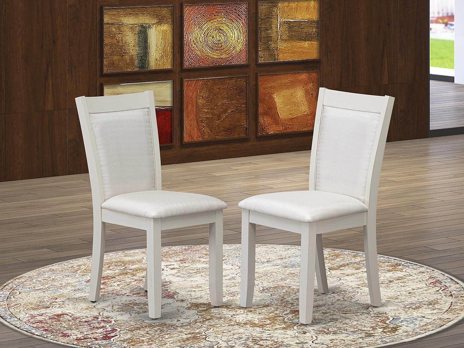 High-Back Parsons Side Chair Set in Cream Linen and Linen White