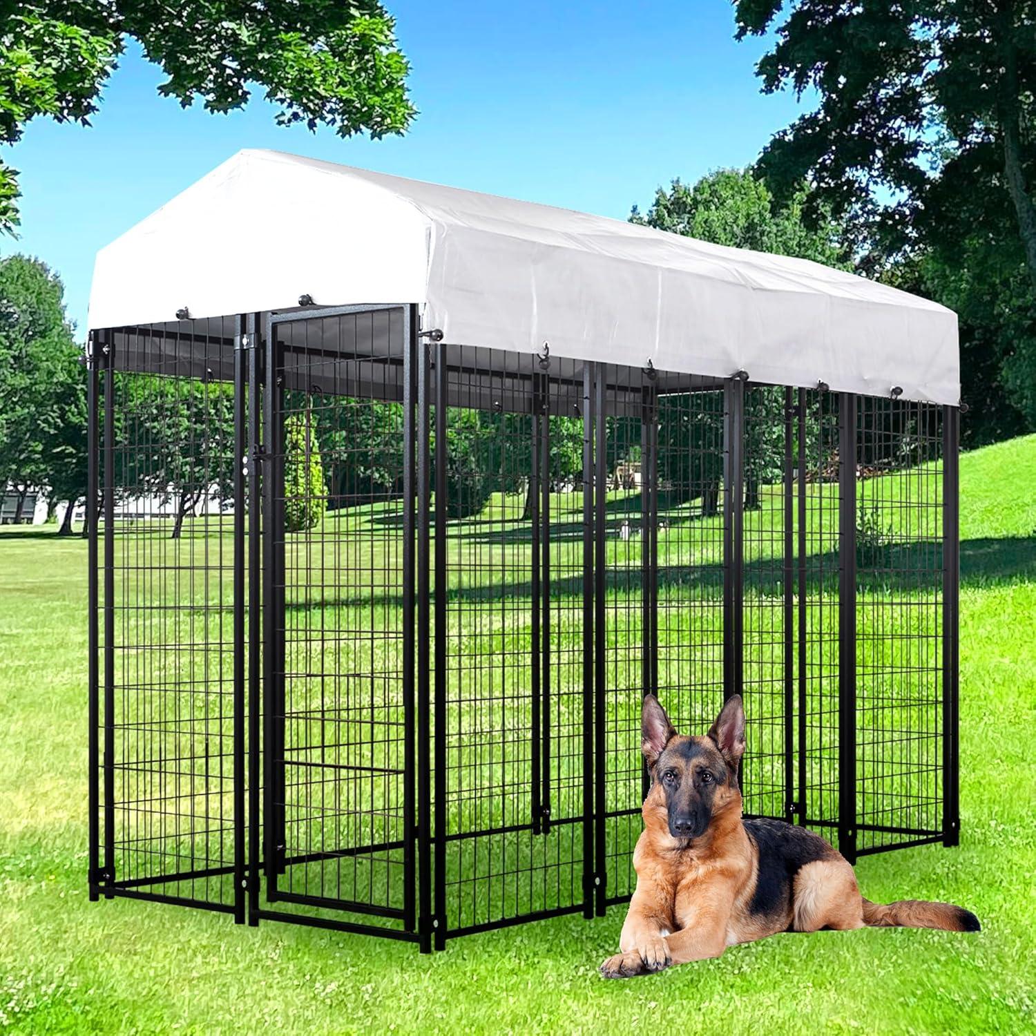 Zimtown Outdoor Dog Kennel Heavy Duty Dog Cage with Cover 8' x 4' x 6'