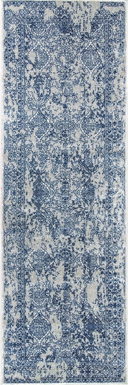 Nuloom Odell Oriental/Persian 2x10 Runner Indoor Area Rug for Living Room Bedroom Dining Room Entryway Hallway Kitchen, Blue/Ivory